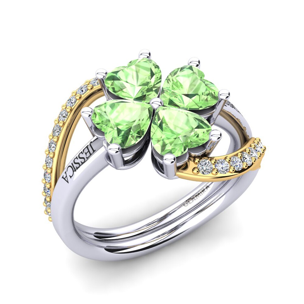 18ct White & Yellow Gold Green Amethyst Ring Shaune