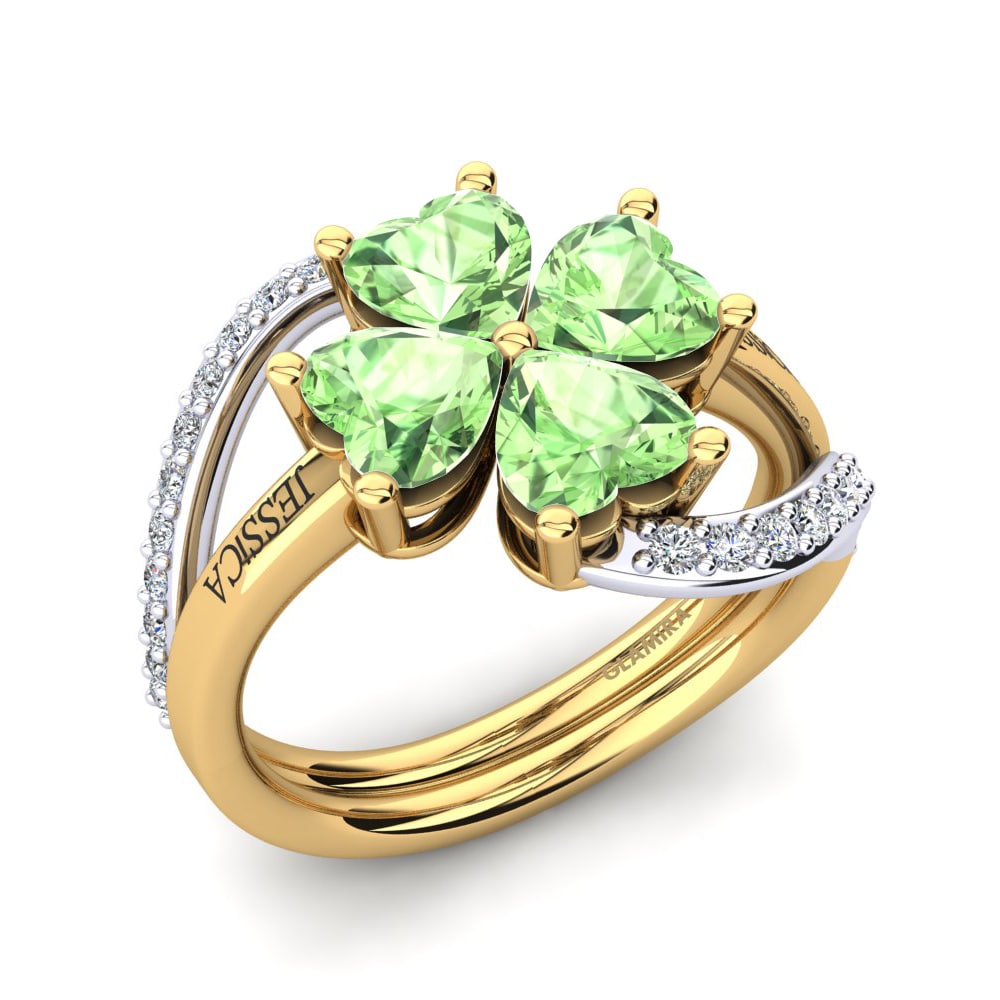 18ct Yellow & White Gold Green Amethyst Ring Shaune