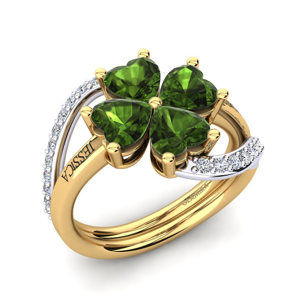 9ct Yellow & White Gold Green Tourmaline Ring Shaune
