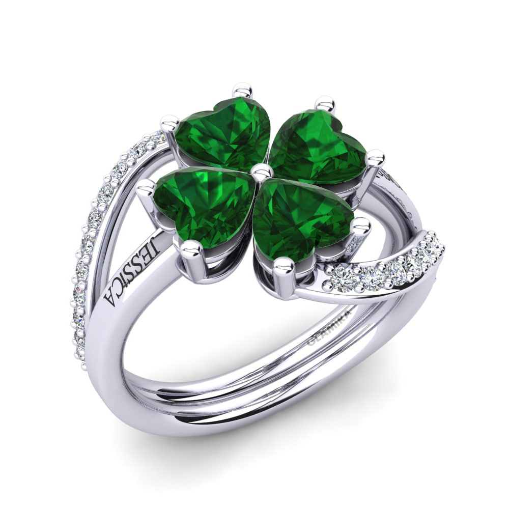 Nhẫn Shaune Đá Emerald (Đá nhân tạo)