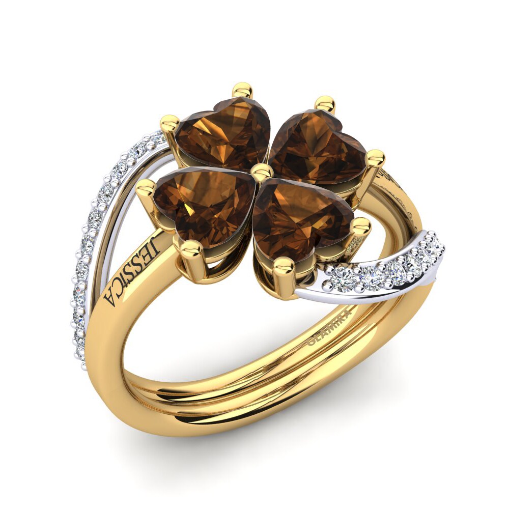9ct Yellow & White Gold Smoky Quartz Ring Shaune