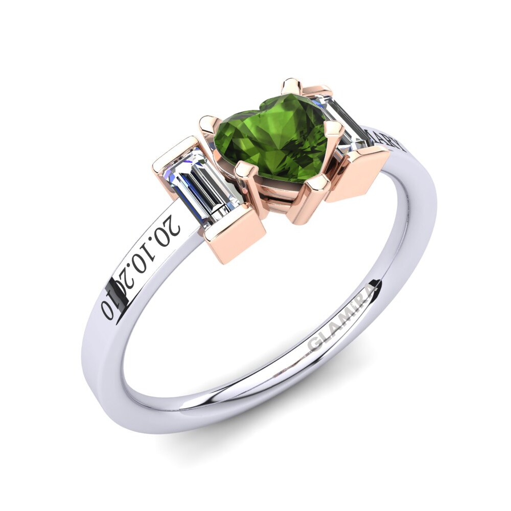 9k White & Rose Gold Green Tourmaline Ring Soterios