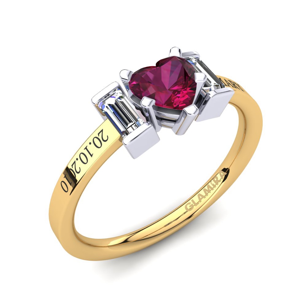 14ct Yellow & White Gold Rhodolite Garnet Ring Soterios