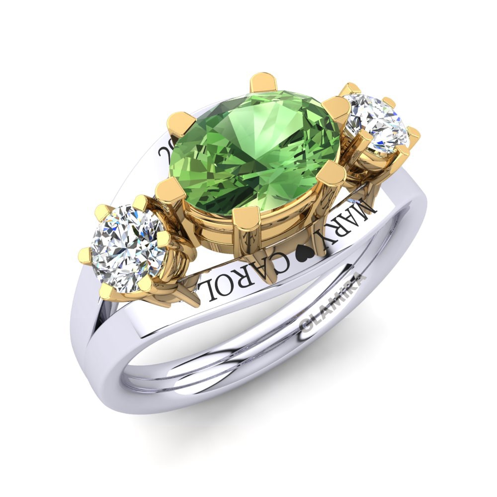 18ct White & Yellow Gold Green Amethyst Ring Spencre