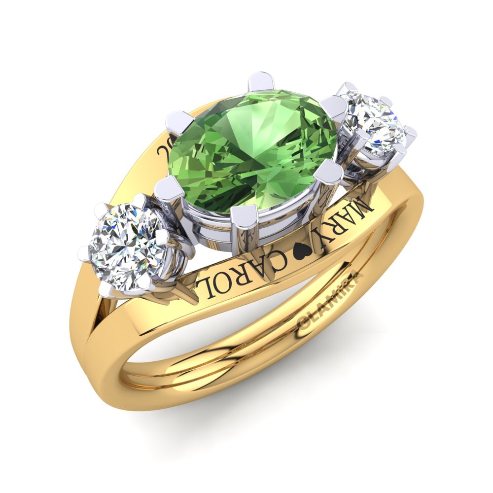 18ct Yellow & White Gold Green Amethyst Ring Spencre