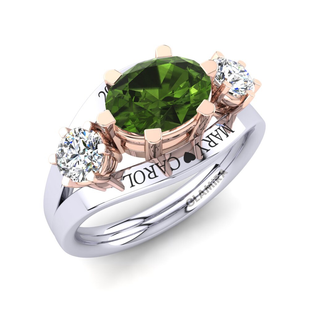 9k White & Rose Gold Green Tourmaline Ring Spencre