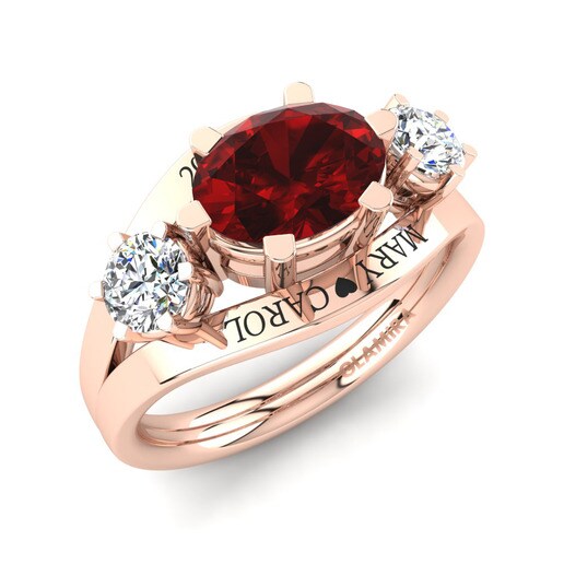 Anillo Spencre Oro Rosa 585 & Ruby (Lab Created) & Diamante