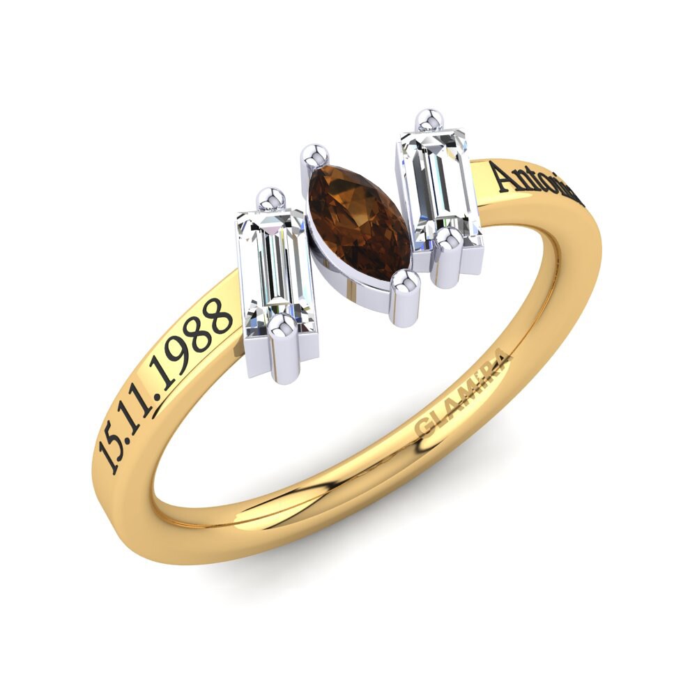 9ct Yellow & White Gold Smoky Quartz Ring Tieshia