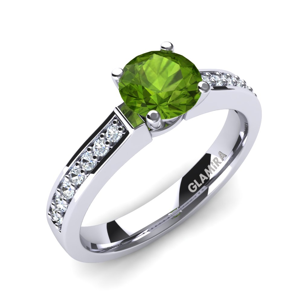Peridot Engagement Ring Ruby 0.8 crt