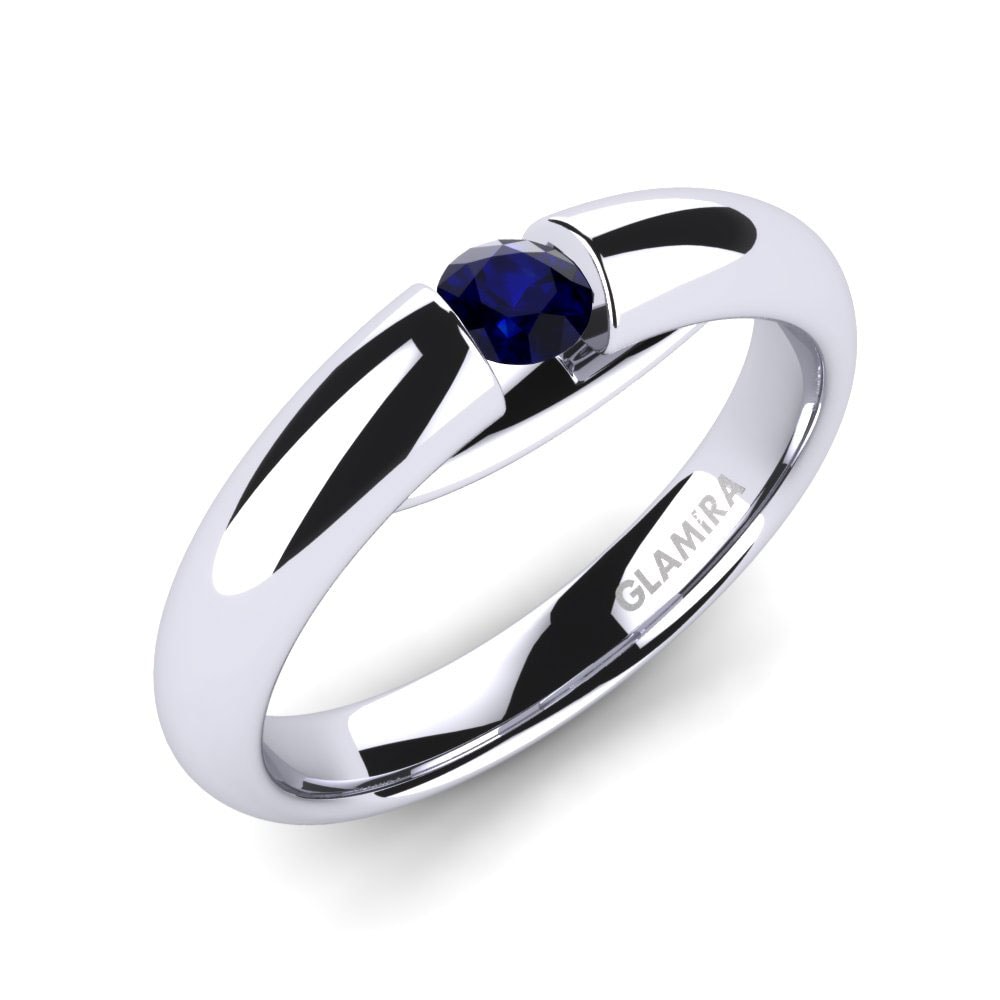 張力 藍寶石 鈀金 訂婚戒指 Ursula