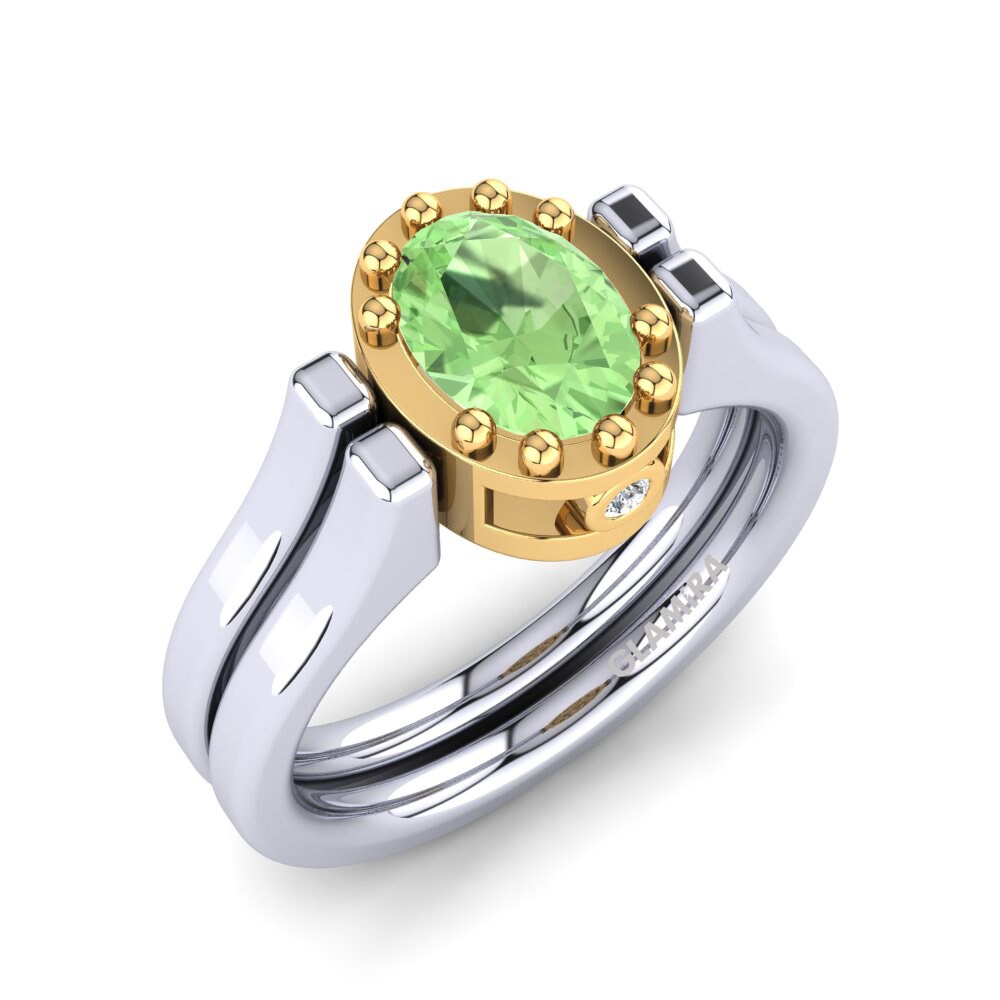 18ct White & Yellow Gold Green Amethyst Ring Rudolfia