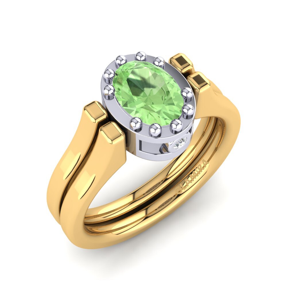 18ct Yellow & White Gold Green Amethyst Ring Rudolfia