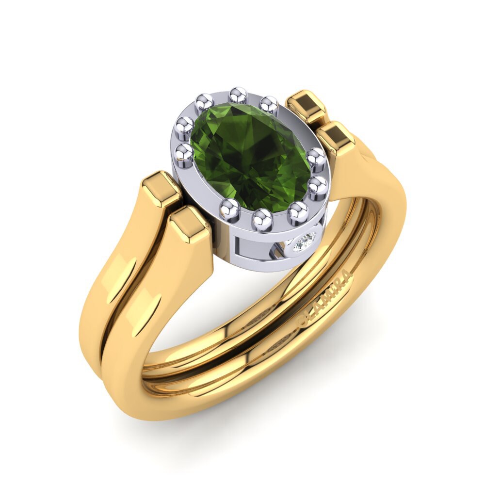 9ct Yellow & White Gold Green Tourmaline Ring Rudolfia