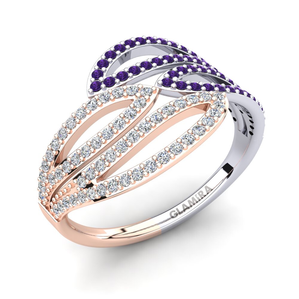 9ct White & Rose Gold Amethyst Ring Rawal