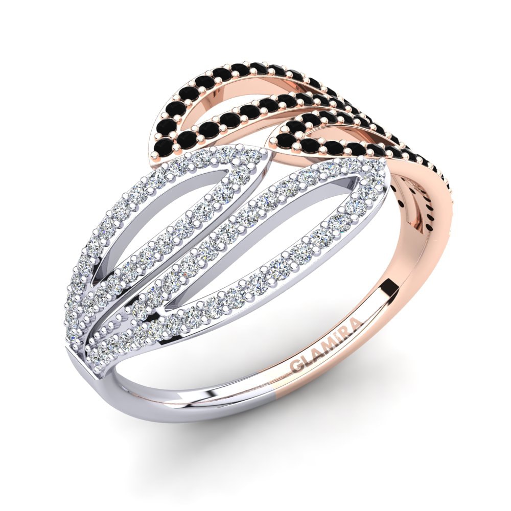 18k Oro Rosa & Blanco Diamante Negro Anillo Rawal