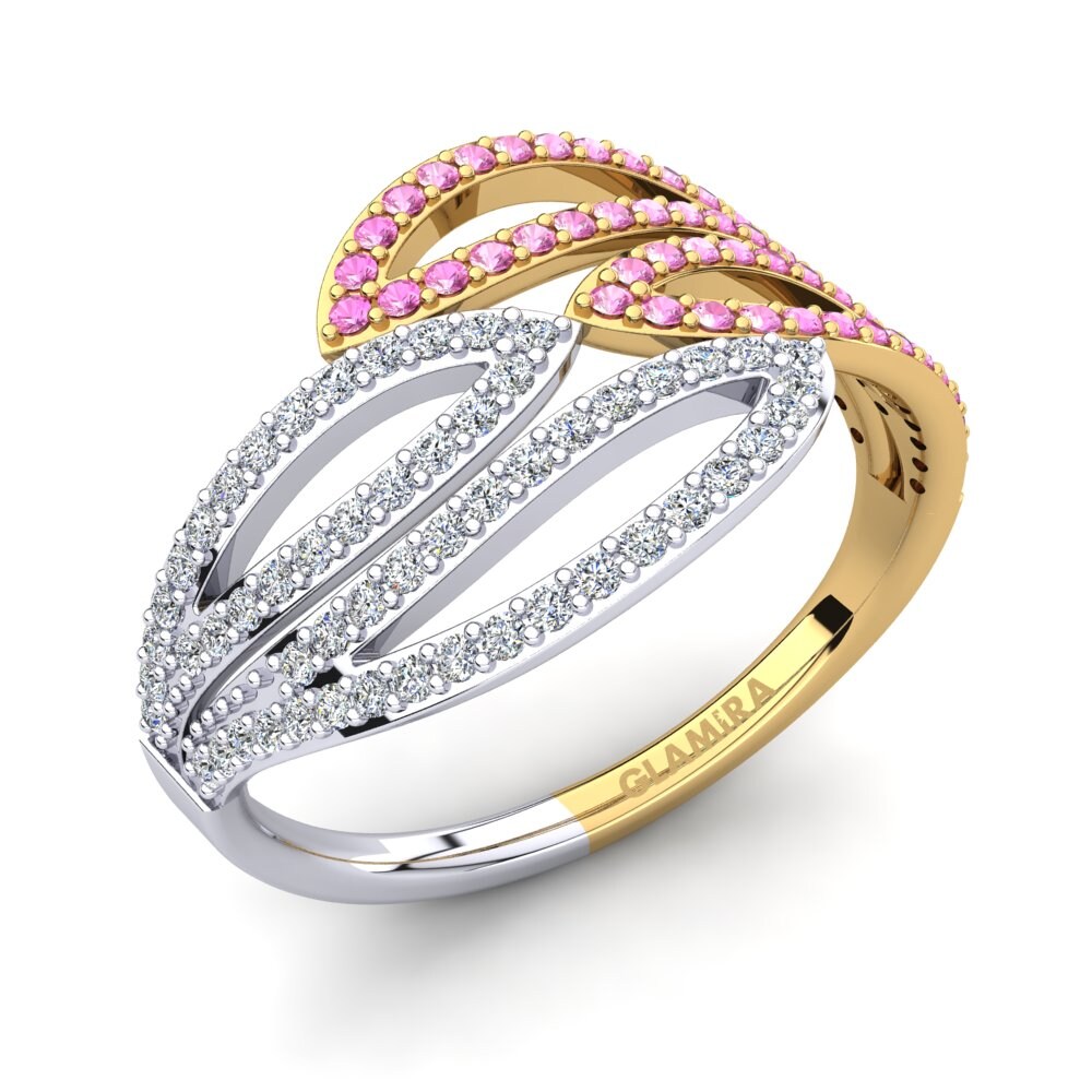 9ct Yellow & White Gold Pink Tourmaline Ring Rawal