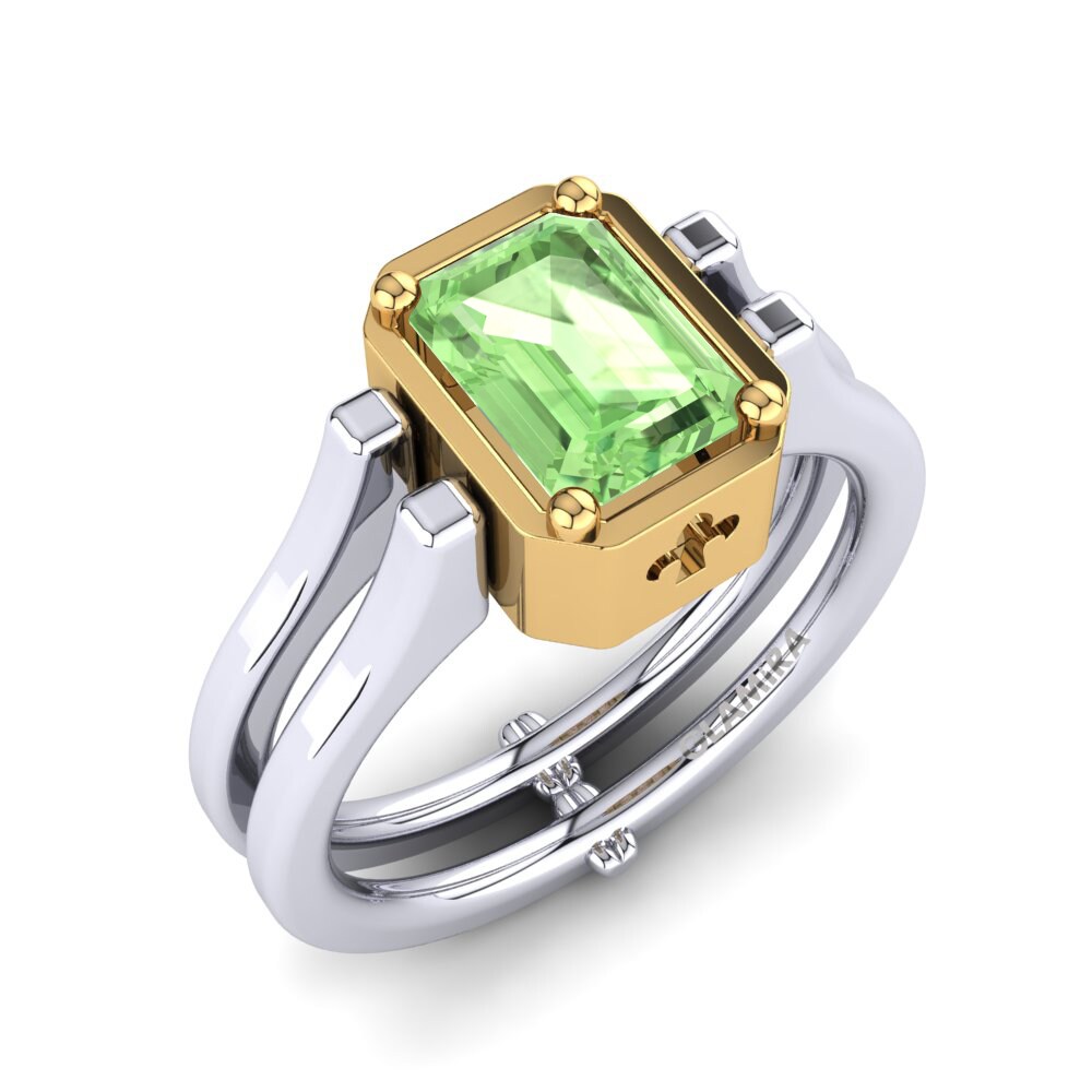 18ct White & Yellow Gold Green Amethyst Ring Reyneke