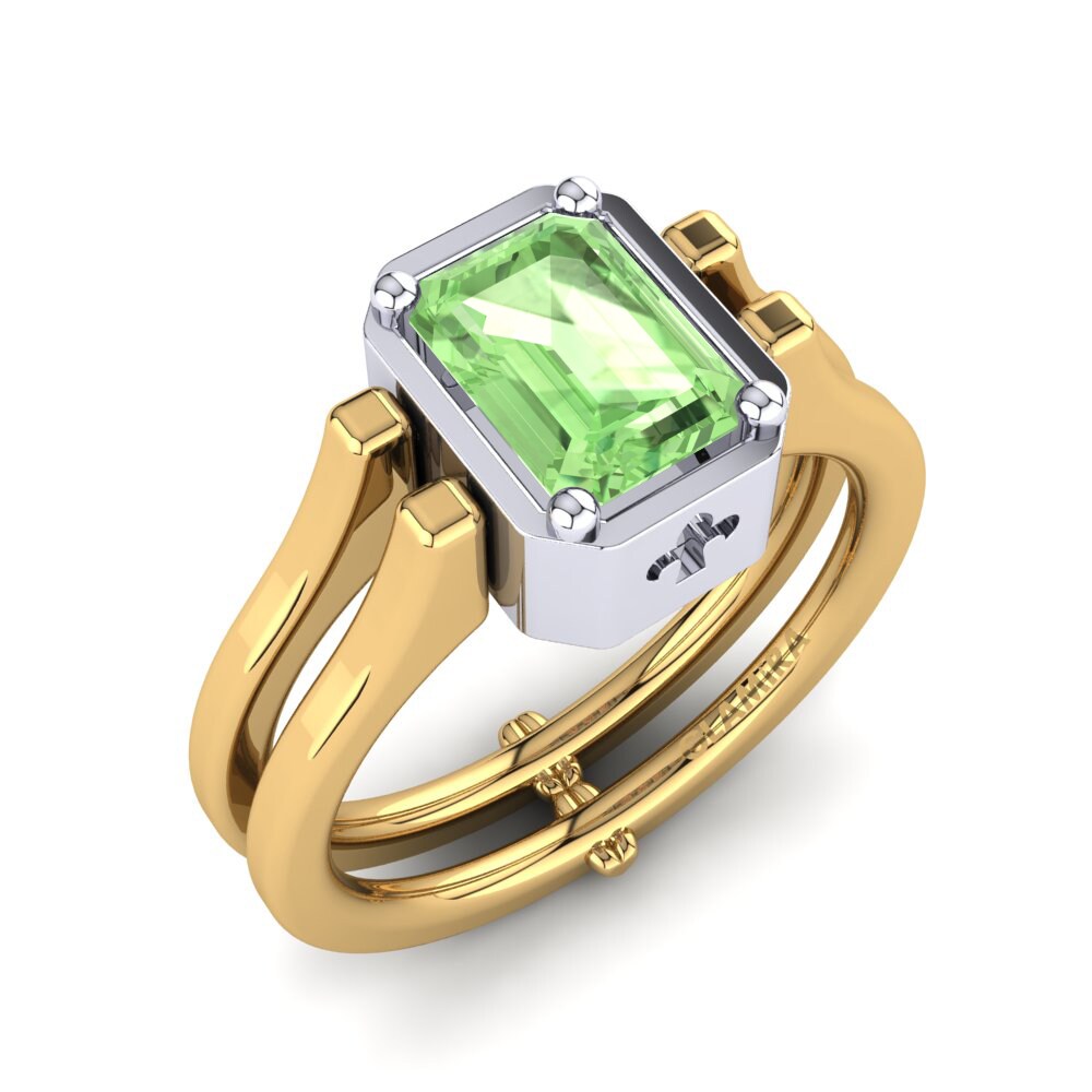 18ct Yellow & White Gold Green Amethyst Ring Reyneke