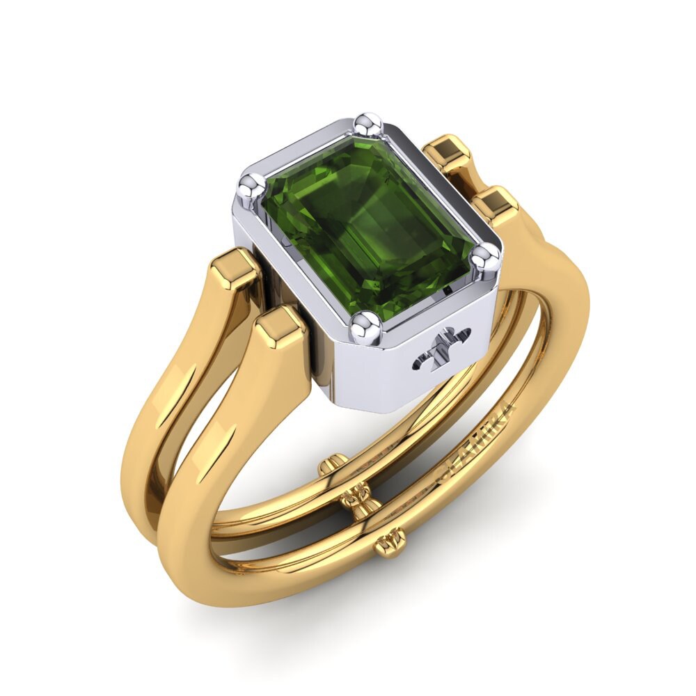 9ct Yellow & White Gold Green Tourmaline Ring Reyneke
