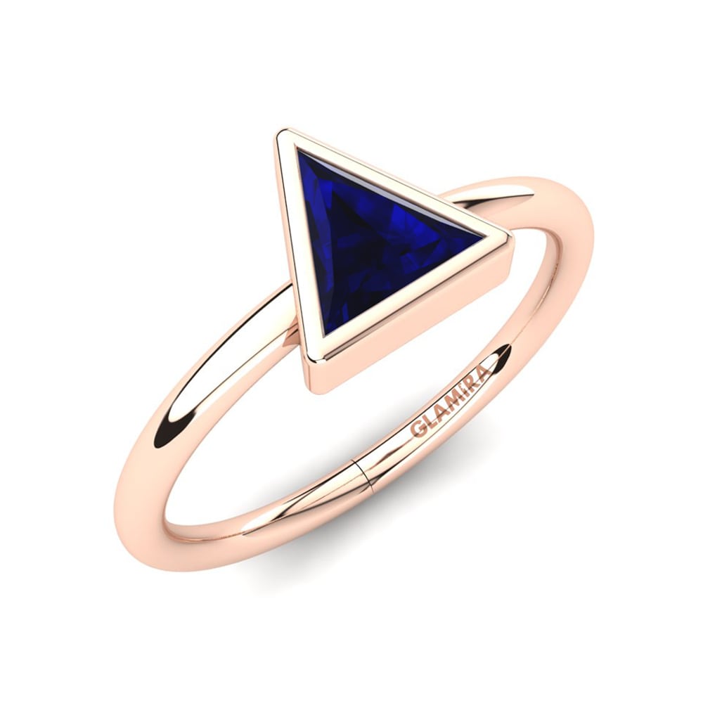 14k Oro Rosa Circonita Azul Oscuro Anillo Rhodon