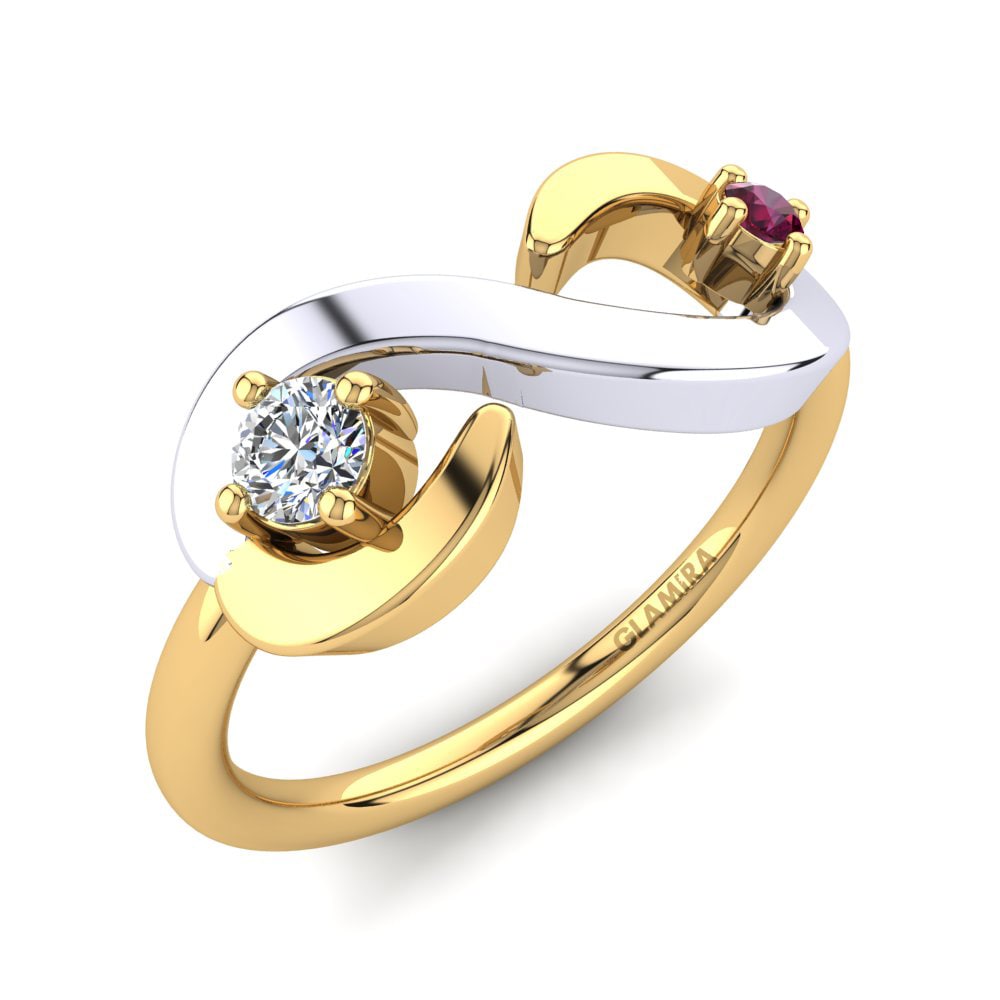 9ct Yellow & White Gold Rhodolite Garnet Ring Roverta