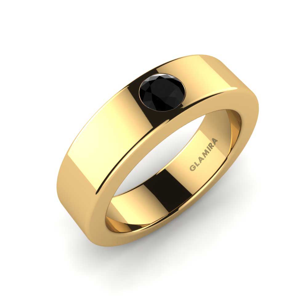 18k Oro Amarillo Zafiro negro Anillo Lillith
