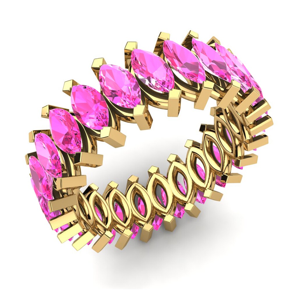 Or Jaune 14k Tourmaline Rose Bague Messina