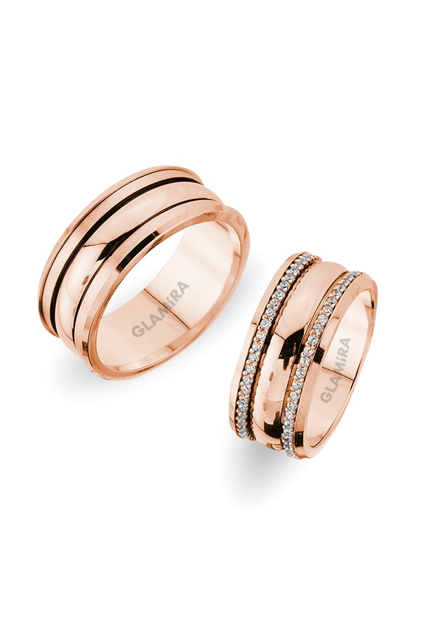 Or rose 14k Diamant Bague de Mariage Universe Uranus
