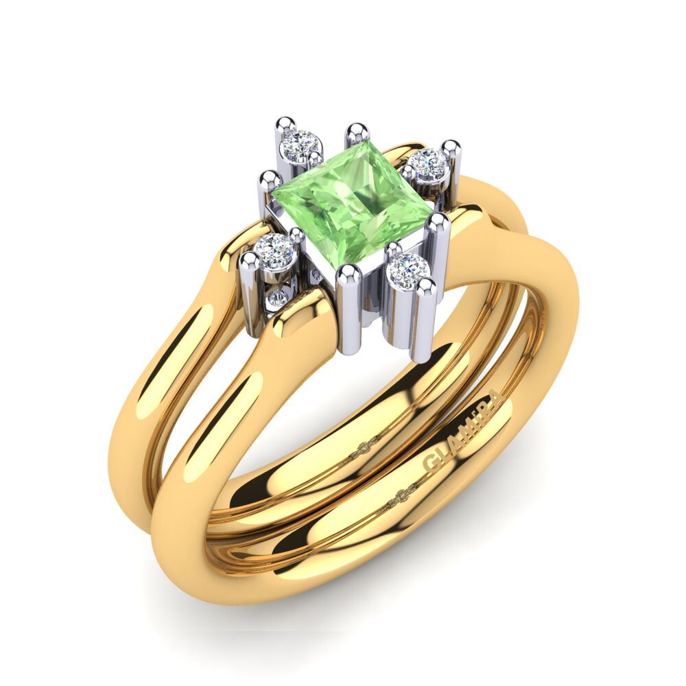 18ct Yellow & White Gold Green Amethyst Ring Sakhalin