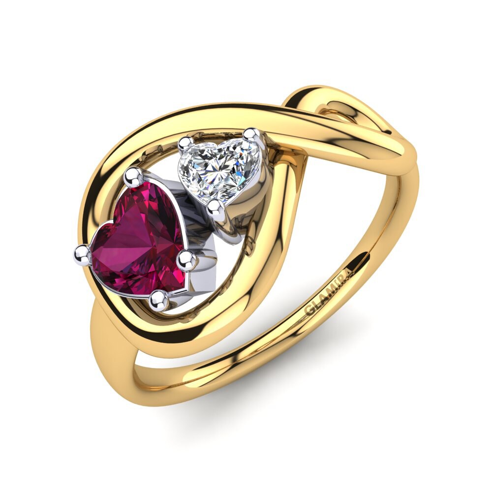 9ct Yellow & White Gold Rhodolite Garnet Ring Salvina