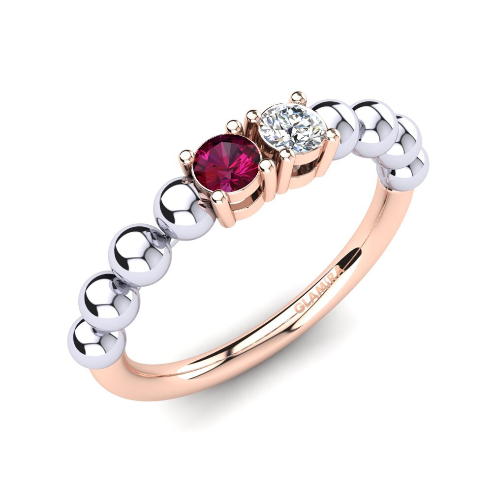 9ct Rose & White Gold Rhodolite Garnet Ring Samarria