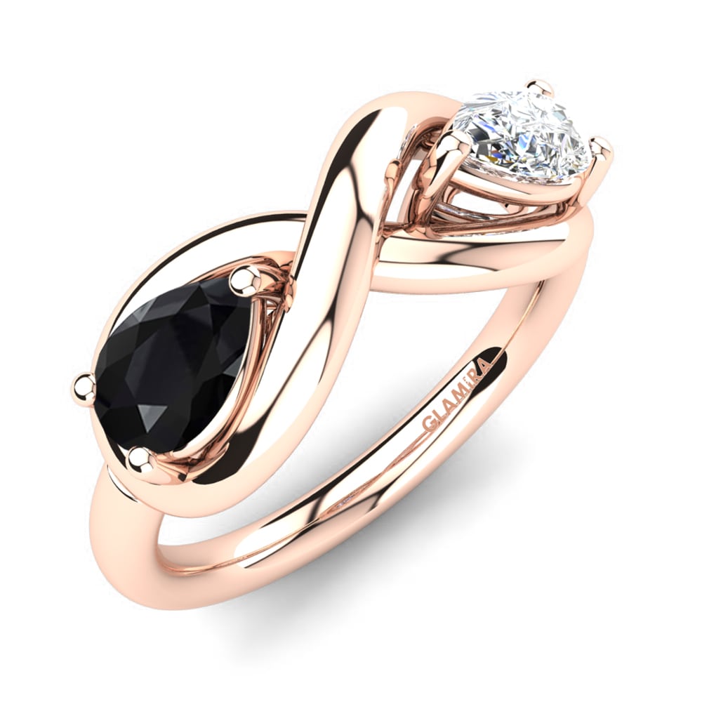 Oro Rosso 585 Diamante Nero Anello Sherlita