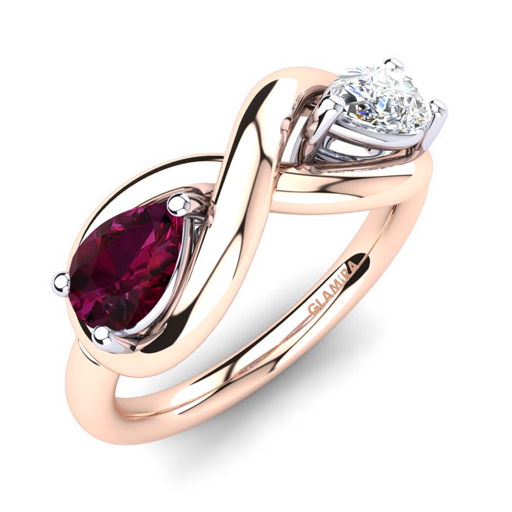 9ct Rose & White Gold Rhodolite Garnet Ring Sherlita