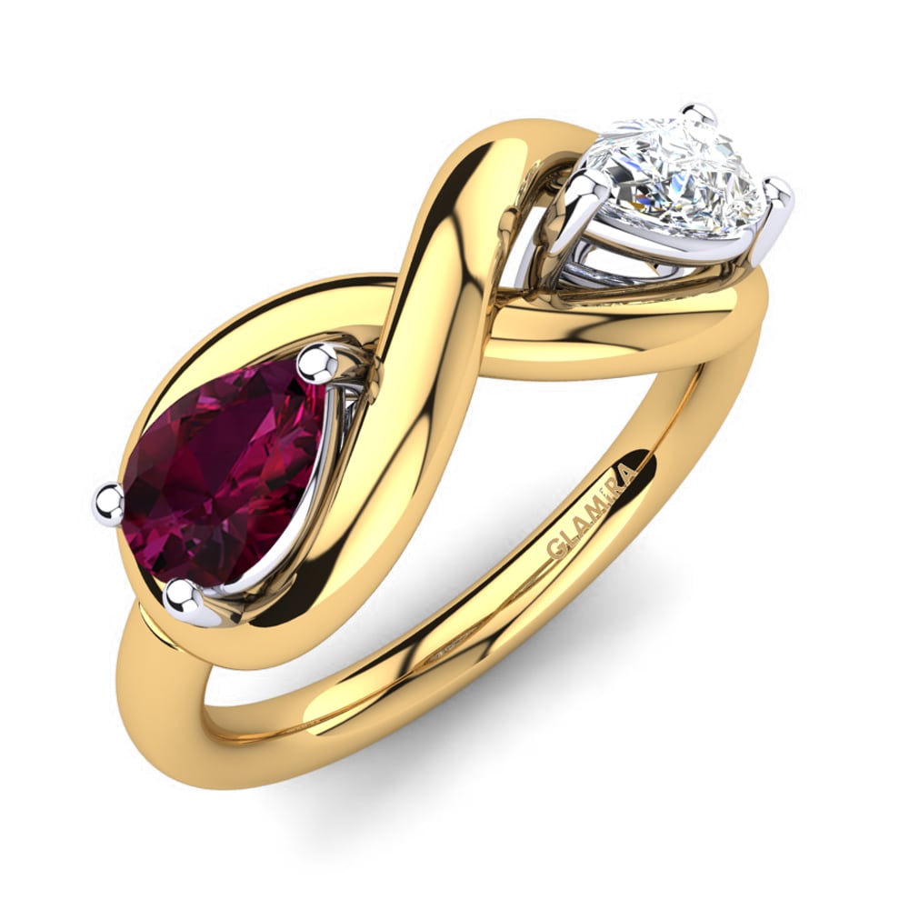 9ct Yellow & White Gold Rhodolite Garnet Ring Sherlita
