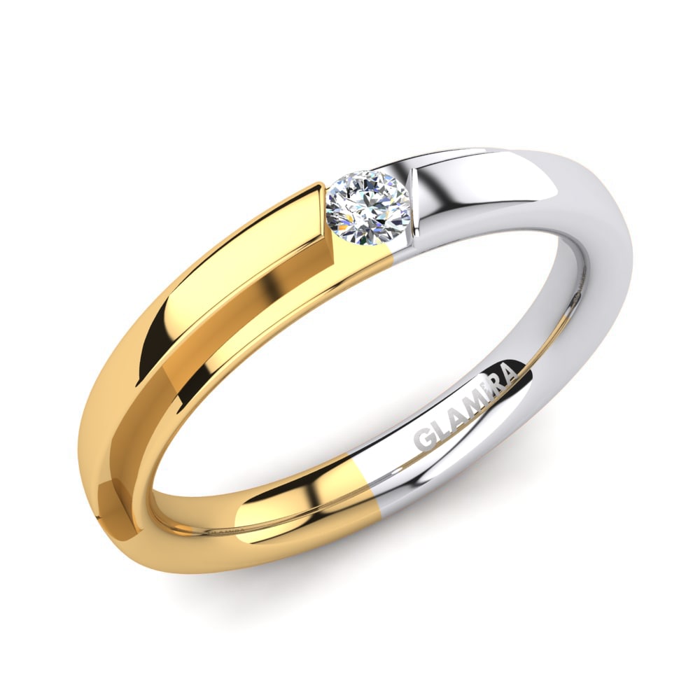 Tension Engagement Rings GLAMIRA Simone 585 White & Yellow Gold Diamond