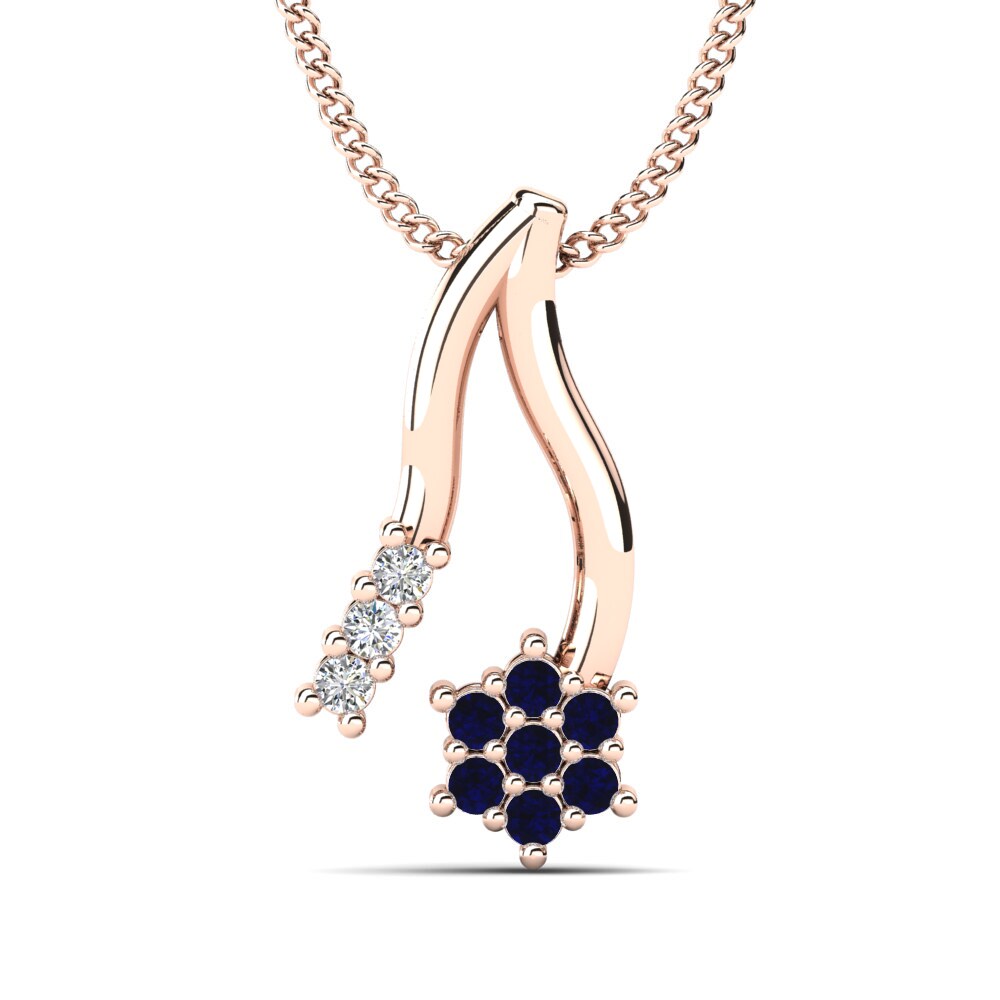 Vàng Hồng 9K Đá Zirconia Xanh Lam Mặt dây chuyền nữ Solenad