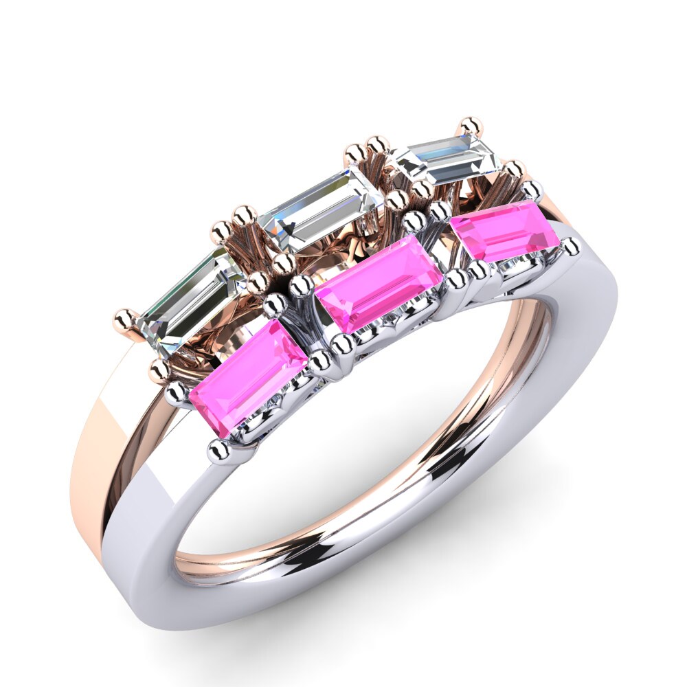 18ct White & Rose Gold Pink Tourmaline Ring Sonne