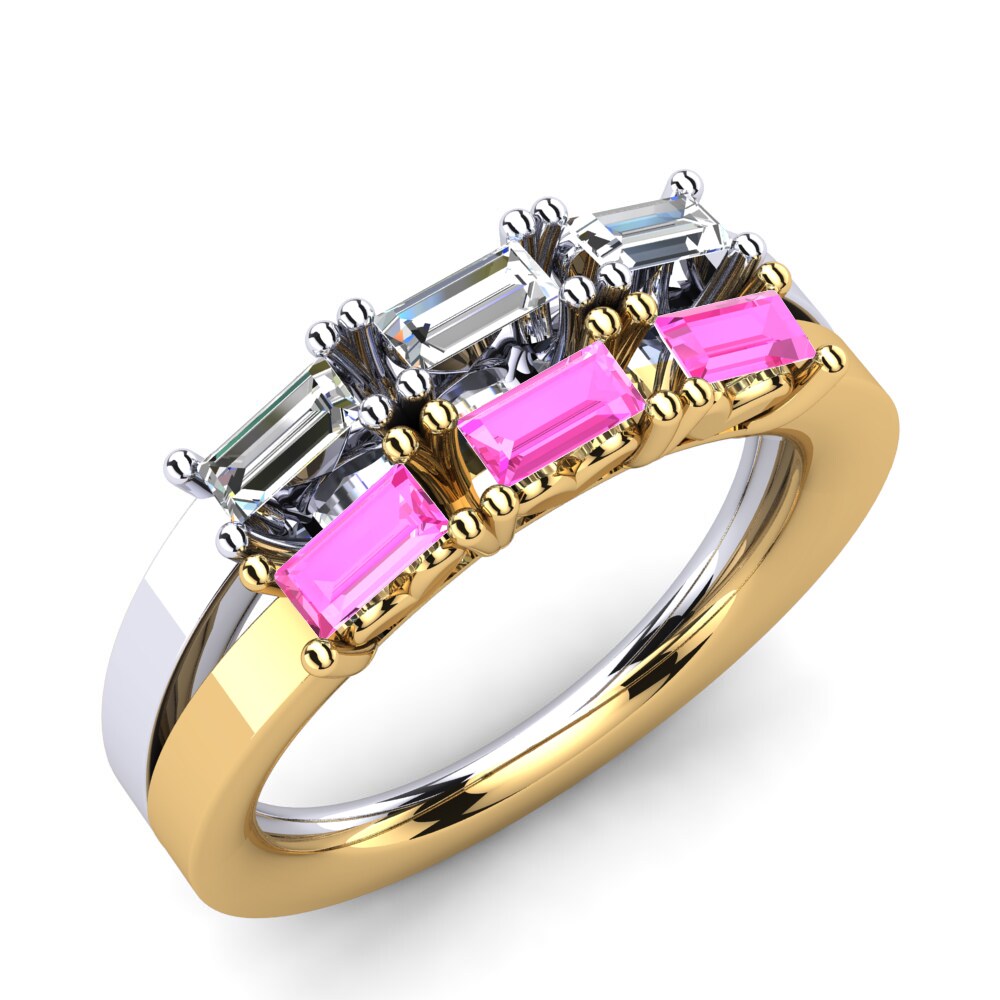 9ct Yellow & White Gold Pink Tourmaline Ring Sonne