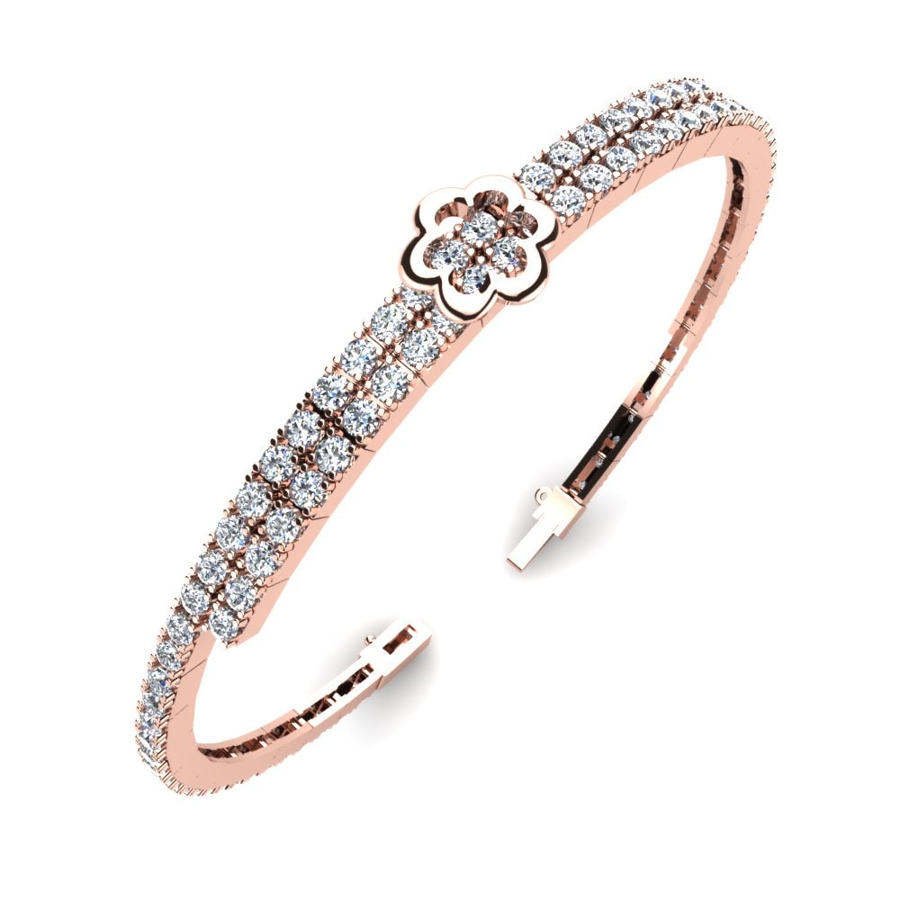 Rotgold 585 Labor-gezüchteter Diamant Damen armband Rhine