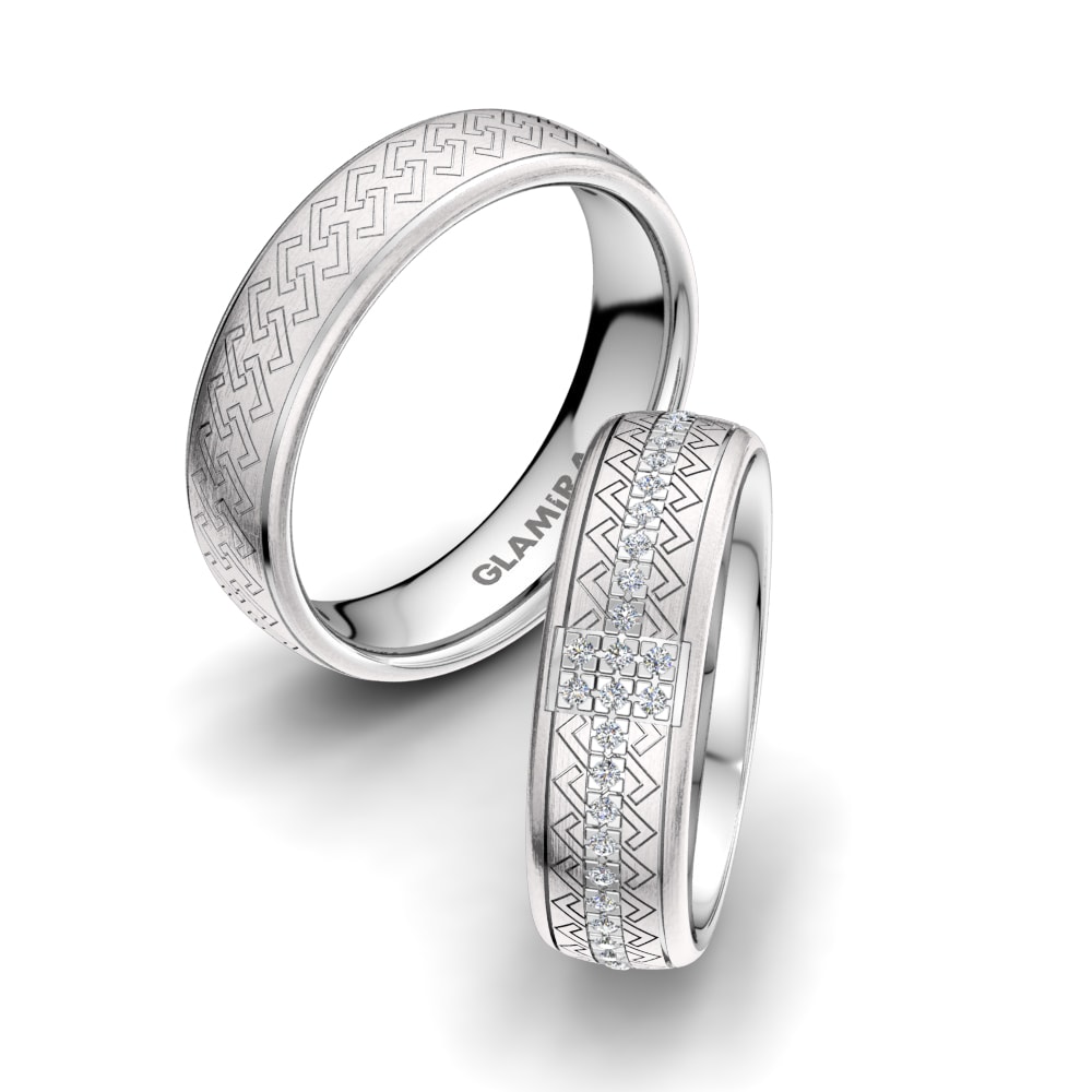 Twist Wedding Rings Exotic Chain 6 mm 585 White Gold Diamond