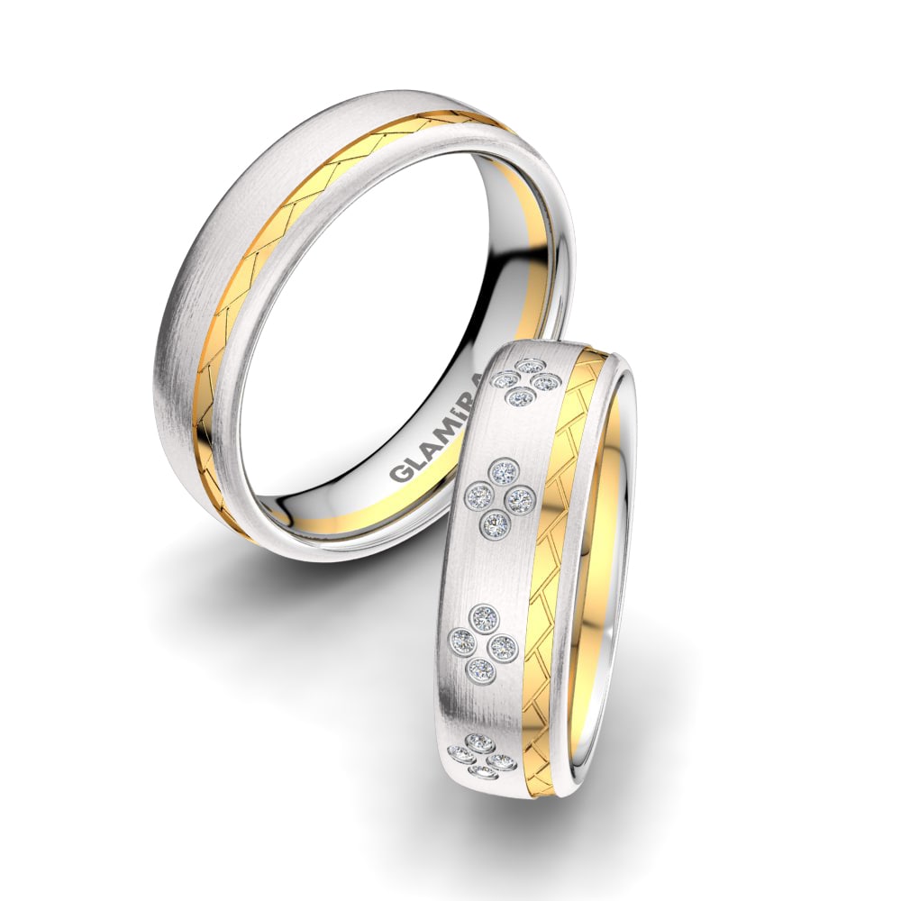 14k White & Yellow Gold Wedding Ring Gorgeous Light 6 mm