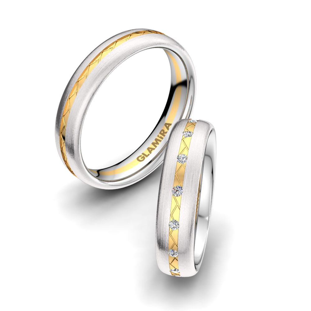 9k White & Yellow Gold Wedding Ring Gorgeous Triumph 5 mm