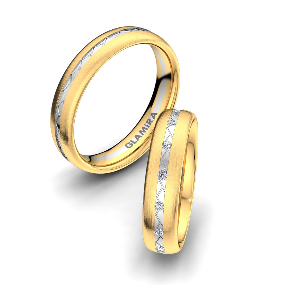 Anillo de boda Gorgeous Triumph 5 mm 14k Oro Amarillo & Blanco