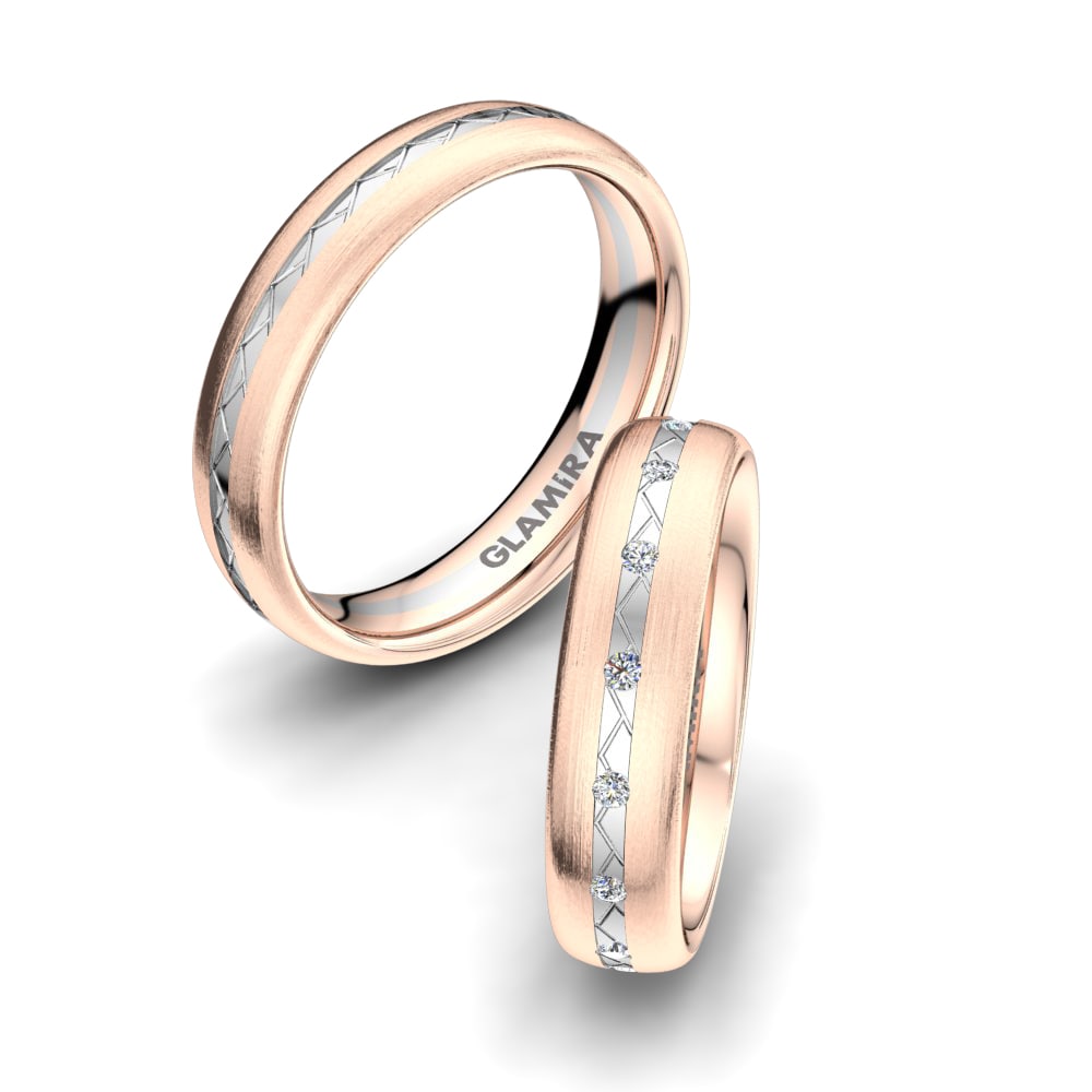 Or Rose& Blanc 18k Zircone Bague de Mariage Gorgeous Triumph 5 mm