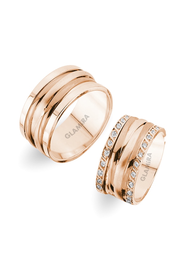 Or rose 14k Diamant Bague de Mariage Exotic Forest