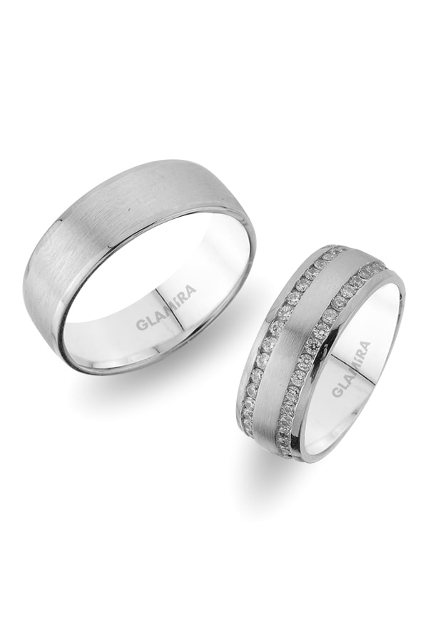 White Silver Diamond Wedding Ring Universe Mira