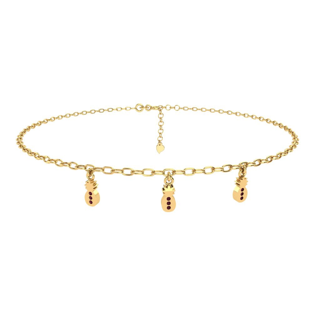 14ct Yellow Gold Garnet Women's Anklet Talaith