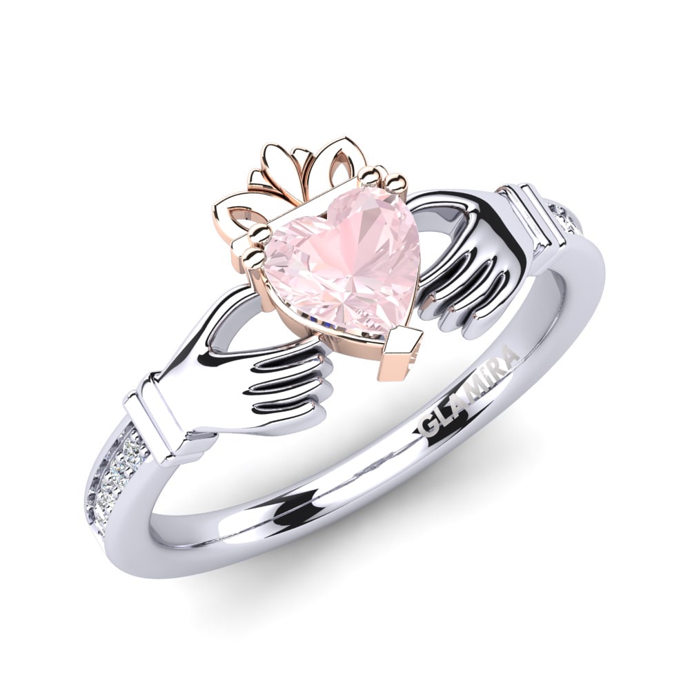 14ct White & Rose Gold Rose Quartz Engagement Ring Tamara