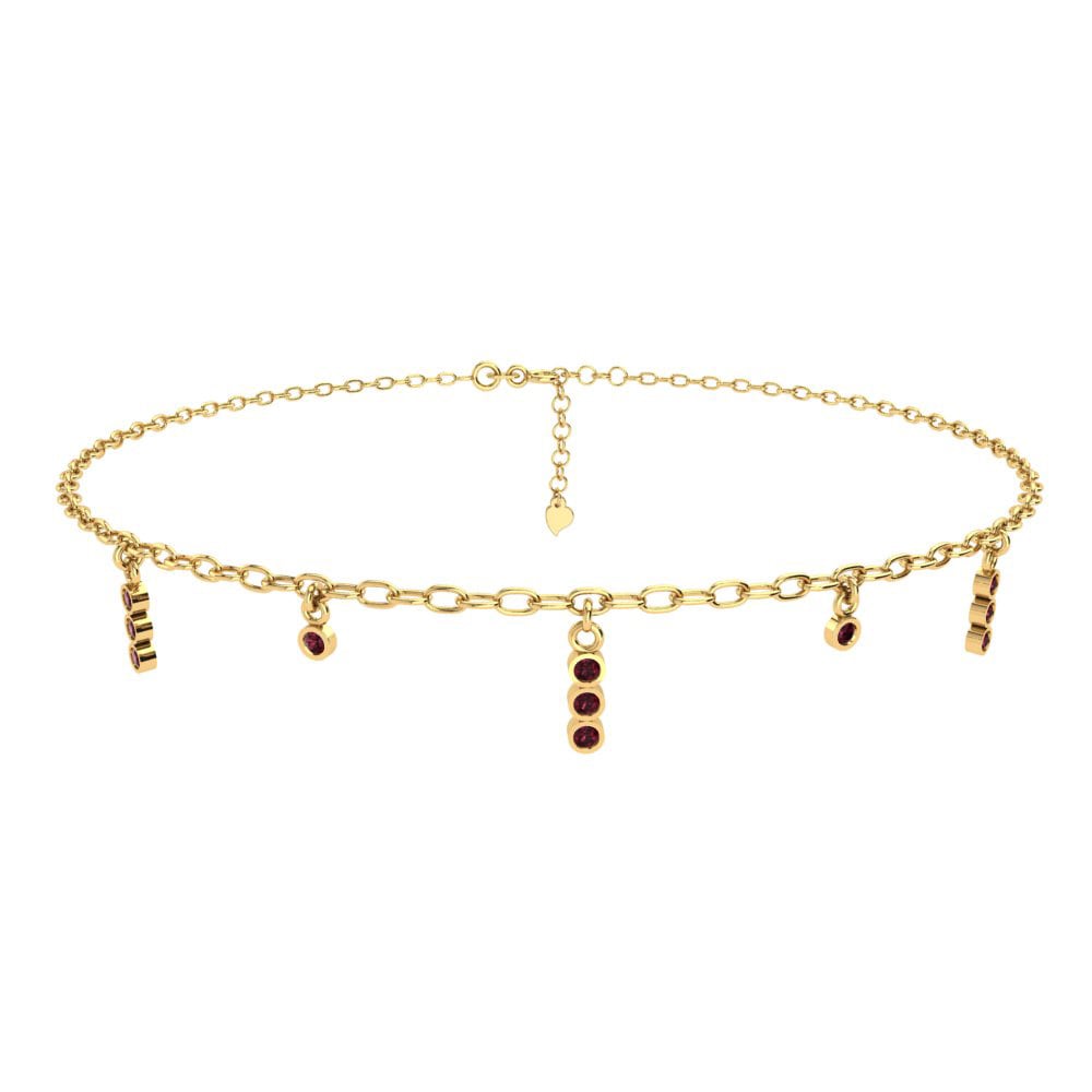 14ct Yellow Gold Garnet Women's Anklet Tavia