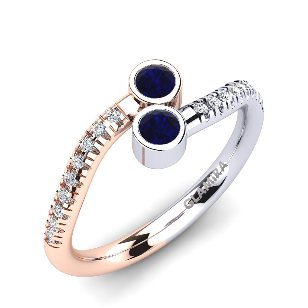 14ct White & Rose Gold Sapphire Engagement Ring Themis